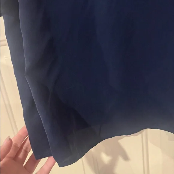 Sezane Navy Embroidered V-Neck Blouse- 100% Silk - Picture 5 of 6